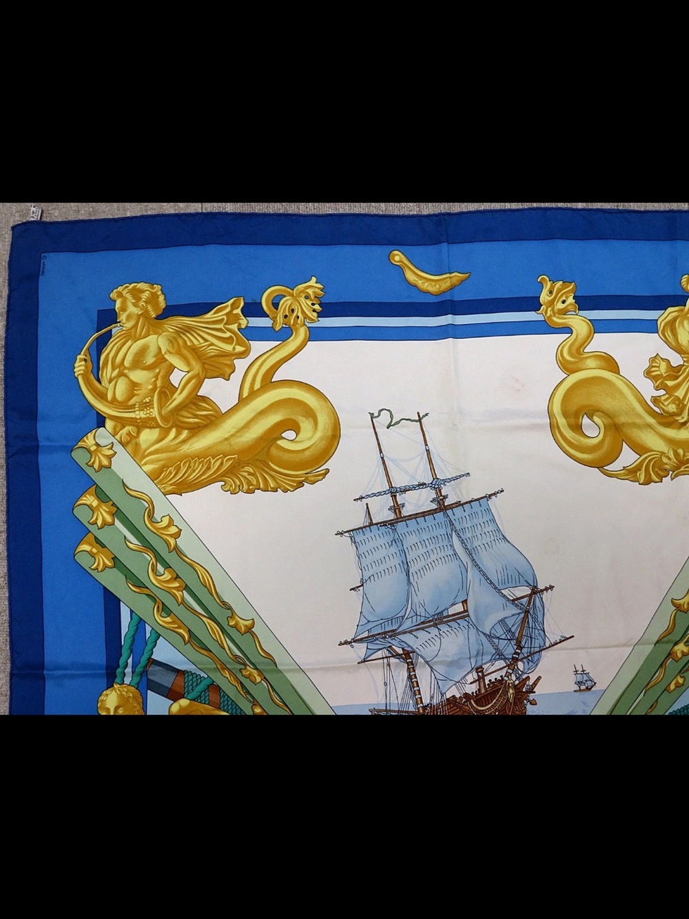 Hermes Blue White Gold Nautical Silk Scarf - Picture 2 of 12